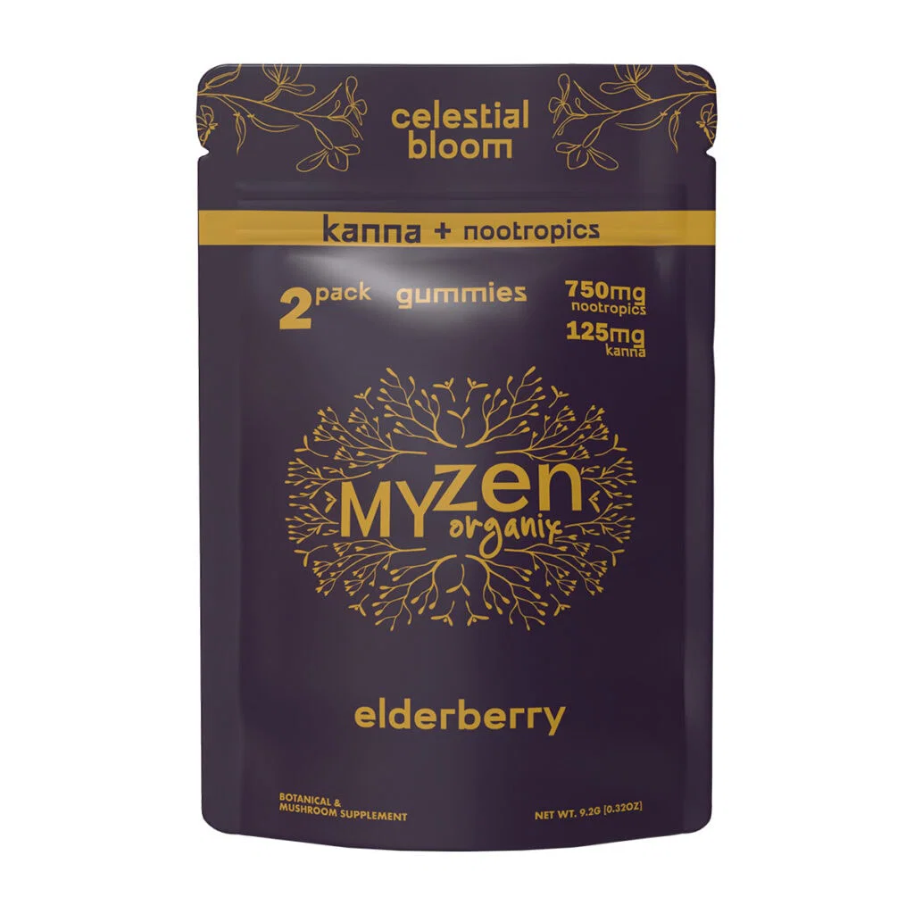 MyZen Organix Celestial Bloom Kanna+ Infused Edibles 2pk, Elderberry gummies