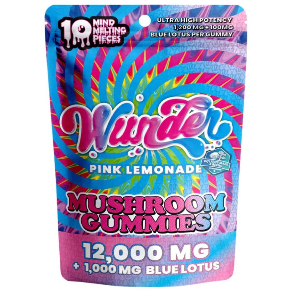 Wunder High Potency Mushroom Gummies 10ct - Pink Lemonade Blue Lotus