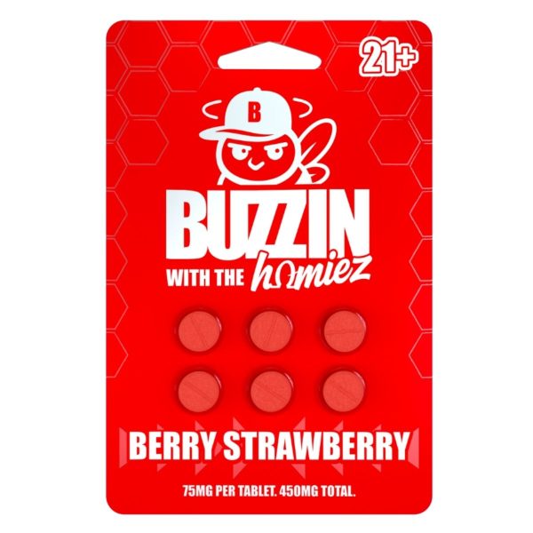 Buzzin with the Homiez Tablets Proprietary Botanical Extracts 75mg 6ct - Berry Strawberry Buzzin with the Homiez Tablets Proprietary Botanical Extracts 75mg 6ct - Berry Strawberry