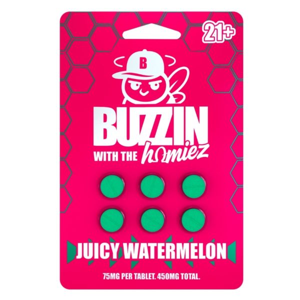 Buzzin with the Homiez Tablets Proprietary Botanical Extracts 75mg 6ct - Juicy Watermelon Buzzin with the Homiez Tablets Proprietary Botanical Extracts 75mg 6ct - Juicy Watermelon