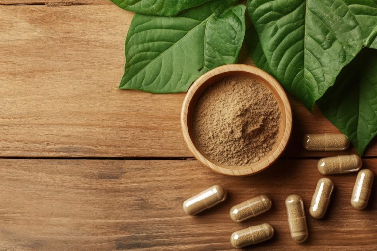 Kava plant powder, capsules, and leaves