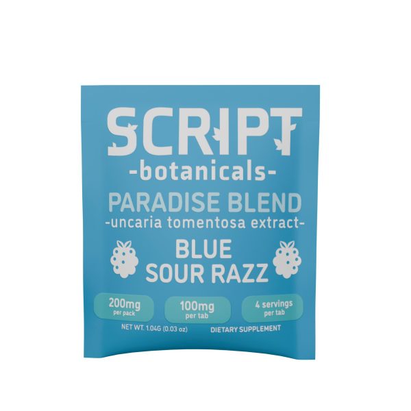 Script Botanicals Paradise Blend Cat's Claw Tablets 2pk 200mg - Blue Sour Razz Script Botanicals Paradise Blend Cat's Claw Tablets 2pk 200mg - Blue Sour Razz