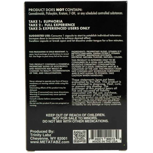 Meta Tabz KetaKapz Capsules 6 pack - Back photo showing product packaging Meta Tabz KetaKapz Capsules 6 pack - Back photo showing product packaging