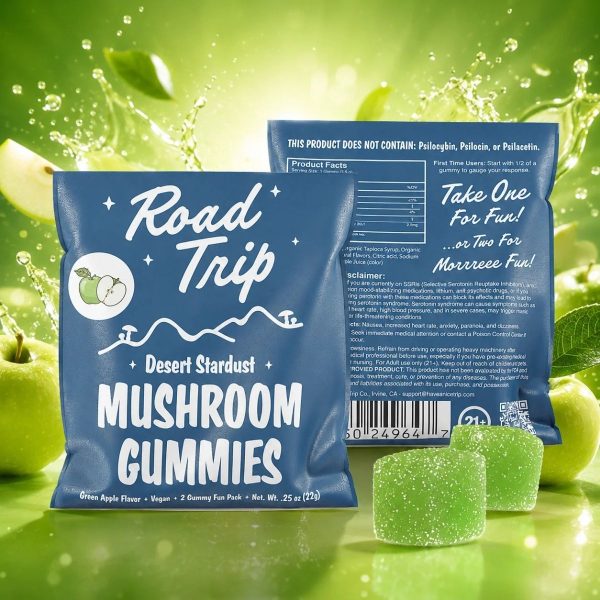 Road Trip Desert Stardust Mushroom Gummies 2pk - Green Apple Road Trip Desert Stardust Mushroom Gummies 2pk - Green Apple