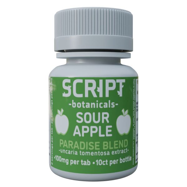 Script Botanicals Paradise Blend Cat's Claw Tablets 10pk 1000mg - Sour Apple Script Botanicals Paradise Blend Cat's Claw Tablets 10pk 1000mg - Sour Apple