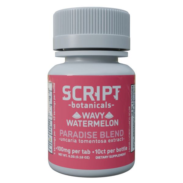 Script Botanicals Paradise Blend Cat's Claw Tablets 10pk 1000mg - Wavy Watermelon Script Botanicals Paradise Blend Cat's Claw Tablets 10pk 1000mg - Wavy Watermelon