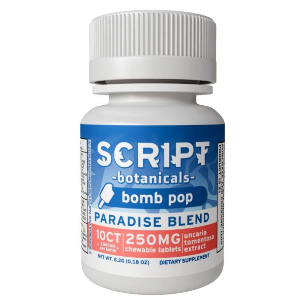 Script Botanicals Paradise Blend Cat's Claw Tablets 10pk 2500mg - Bomb Pop Script Botanicals Paradise Blend Cat's Claw Tablets 10pk 2500mg - Bomb Pop