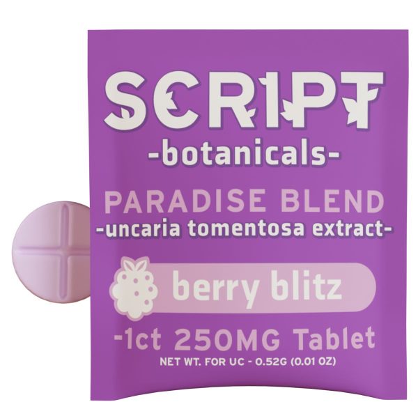 Script Botanicals Paradise Blend Cat's Claw Tablets 1pk 250mg - Berry Blitz Script Botanicals Paradise Blend Cat's Claw Tablets 1pk 250mg - Berry Blitz