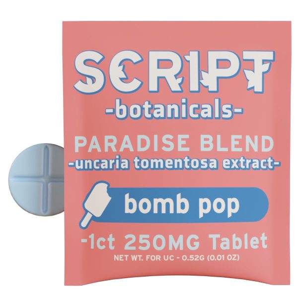 Script Botanicals Paradise Blend Cat's Claw Tablets 1pk 250mg - Bomb Pop Script Botanicals Paradise Blend Cat's Claw Tablets 1pk 250mg - Bomb Pop