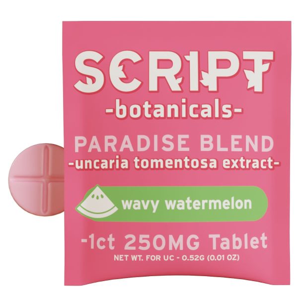 Script Botanicals Paradise Blend Cat's Claw Tablets 1pk 250mg - Wavy Watermelon Script Botanicals Paradise Blend Cat's Claw Tablets 1pk 250mg - Wavy Watermelon