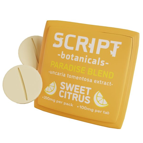 Script Botanicals Paradise Blend Cat's Claw Tablets 2pk 200mg - Sweet Citrus Script Botanicals Paradise Blend Cat's Claw Tablets 2pk 200mg - Sweet Citrus